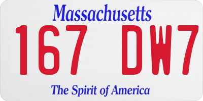 MA license plate 167DW7
