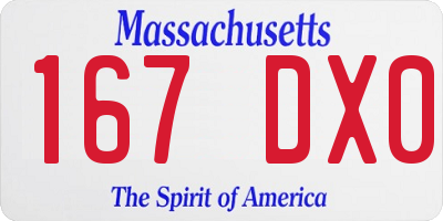MA license plate 167DX0