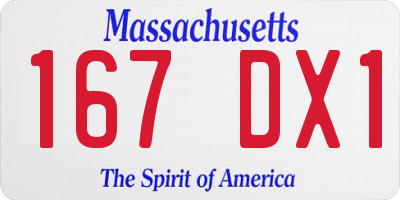 MA license plate 167DX1