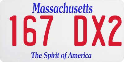 MA license plate 167DX2