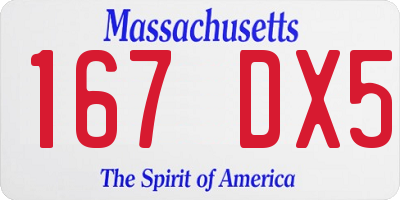 MA license plate 167DX5