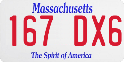 MA license plate 167DX6