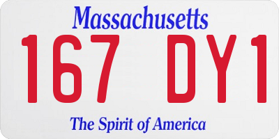 MA license plate 167DY1