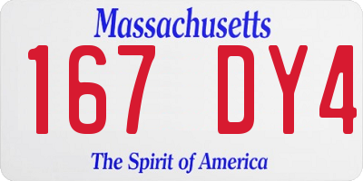 MA license plate 167DY4