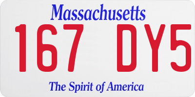 MA license plate 167DY5