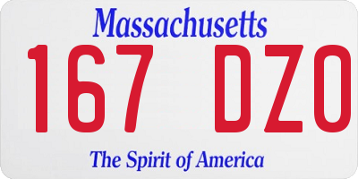 MA license plate 167DZ0