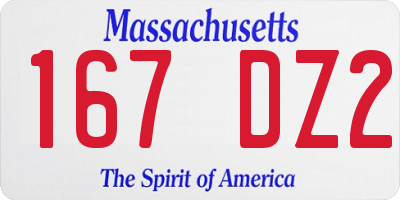 MA license plate 167DZ2