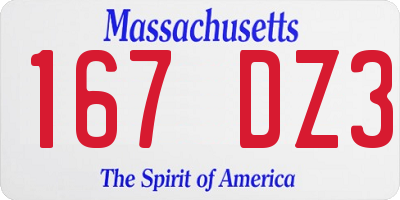 MA license plate 167DZ3