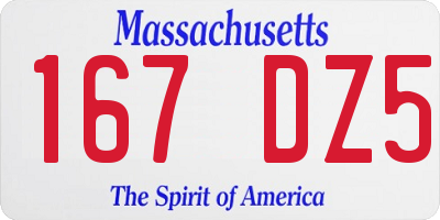 MA license plate 167DZ5