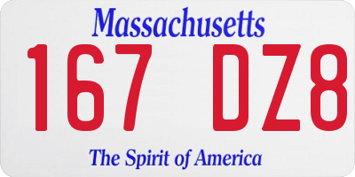 MA license plate 167DZ8