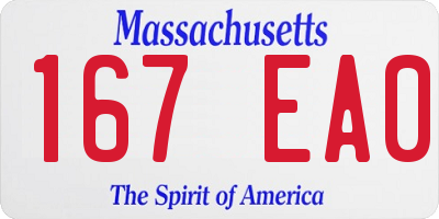 MA license plate 167EA0