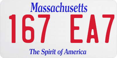 MA license plate 167EA7