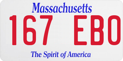MA license plate 167EB0
