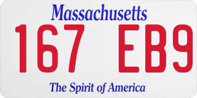 MA license plate 167EB9