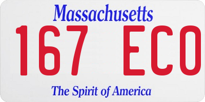 MA license plate 167EC0