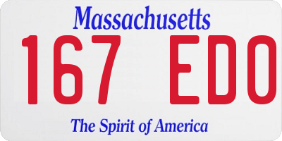MA license plate 167ED0