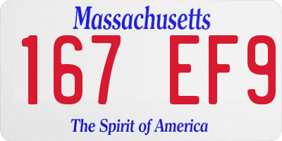 MA license plate 167EF9