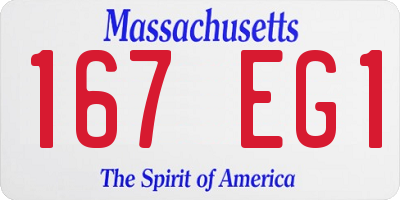 MA license plate 167EG1
