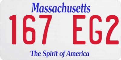 MA license plate 167EG2