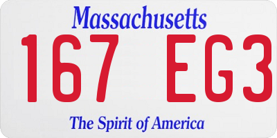 MA license plate 167EG3