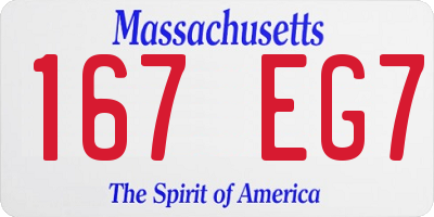 MA license plate 167EG7
