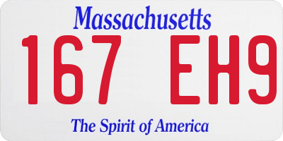 MA license plate 167EH9