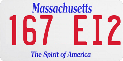 MA license plate 167EI2