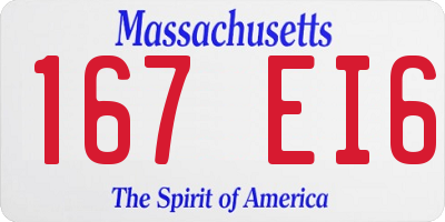 MA license plate 167EI6