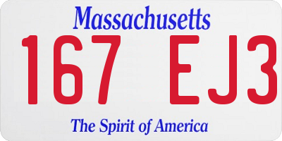 MA license plate 167EJ3