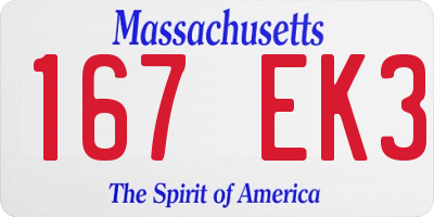 MA license plate 167EK3