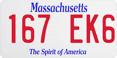 MA license plate 167EK6