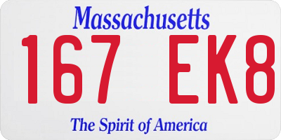 MA license plate 167EK8