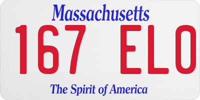 MA license plate 167EL0