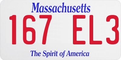 MA license plate 167EL3