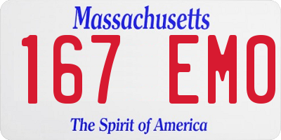 MA license plate 167EM0