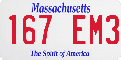 MA license plate 167EM3