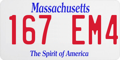 MA license plate 167EM4