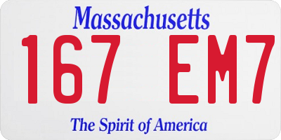 MA license plate 167EM7