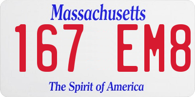 MA license plate 167EM8