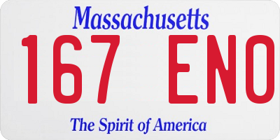 MA license plate 167EN0