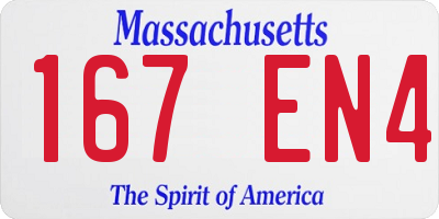 MA license plate 167EN4