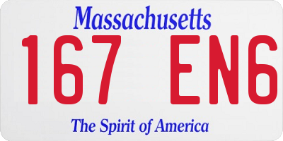 MA license plate 167EN6