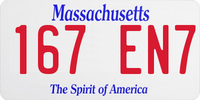 MA license plate 167EN7