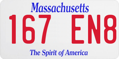 MA license plate 167EN8