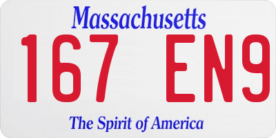 MA license plate 167EN9