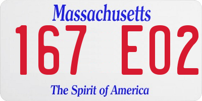 MA license plate 167EO2