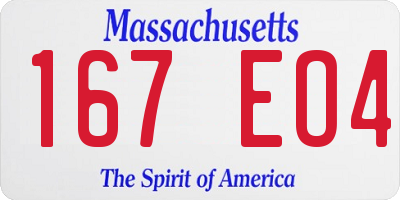 MA license plate 167EO4