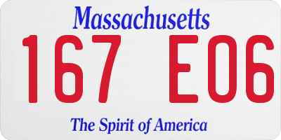 MA license plate 167EO6
