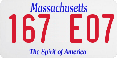 MA license plate 167EO7