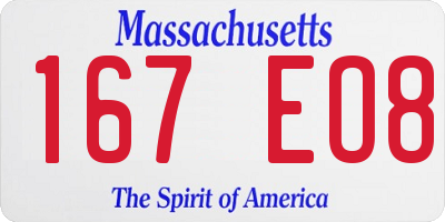 MA license plate 167EO8